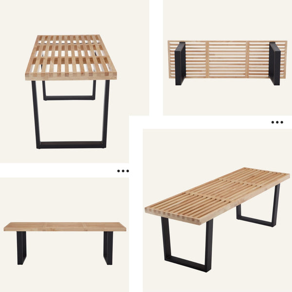 Industrial Wood Entryway Bench with Metal Frame