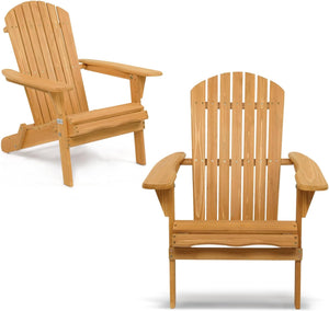 Folding Adirondack Chairs Set of 4 – Weather-Resistant Fir Wood Patio Chairs