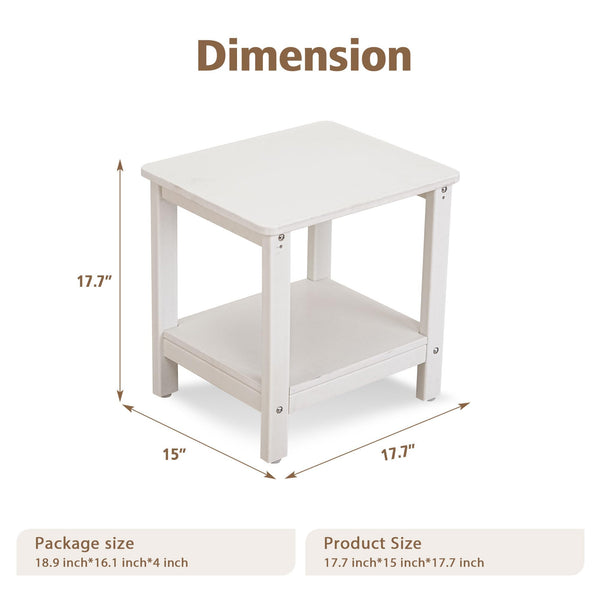 2-Tier Outdoor HDPE Side Table with Storage