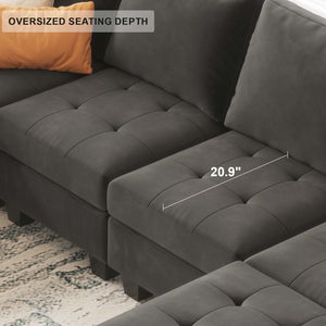 Velvet Corner Seat Module for Modular Sectional Sofa