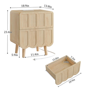 Nightstand with Charging Station & 2 Drawers