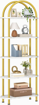 5-Tier Arched Bookshelf with Metal Frame