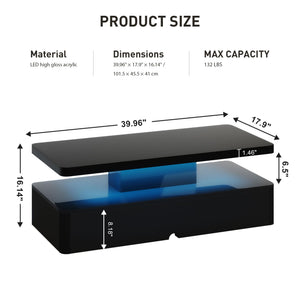 LED Coffee Table with Storage & Color Lights