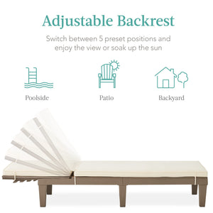 Outdoor Chaise Lounge Chair with Adjustable Backrest & Cushion