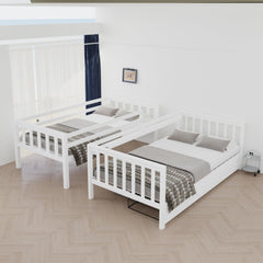 Twin Over Full Bunk Bed with Charging Station & LED Lights