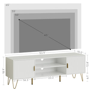 TV Stand for 55-65 Inch TV with Storage Cabinets and Gold Accents