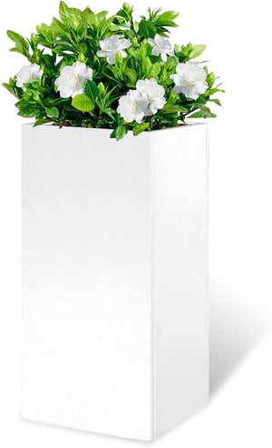 Tall Metal Outdoor Planter Box 14"x14"x30" with Removable Shelf