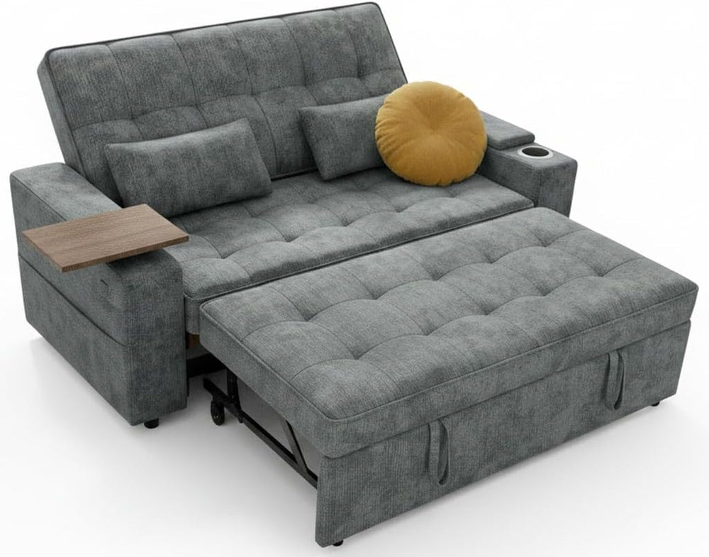 65" Convertible Sleeper Sofa Bed with Storage & USB Charging