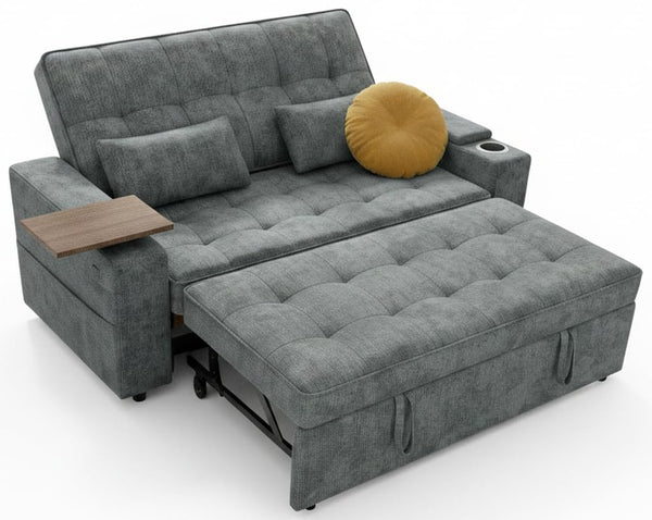 65" Convertible Sleeper Sofa Bed with Storage & USB Charging