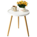 Small Round Side Table with Wooden Tray & Metal Legs