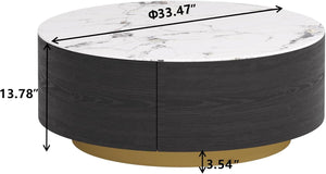 Round Coffee Table with Drawers & Sintered Stone Top