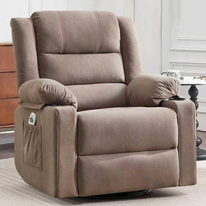Overstuffed Rocker Swivel Recliner Chair with Massage & Heat