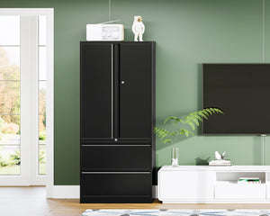 Metal Locking File Cabinet with Drawers and Adjustable Shelves
