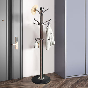 Metal Coat Rack Stand with Marble Base – 12 Hooks