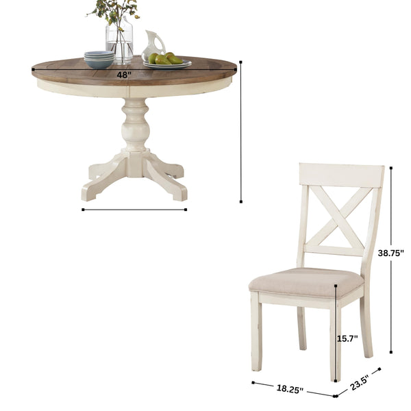5-Piece Round Dining Table Set with Cross Back Chairs