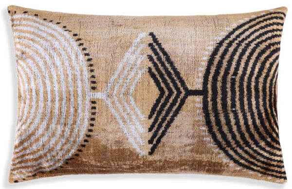 Silk Velvet Lumbar Throw Pillow 16x24 – Tribal Geometric