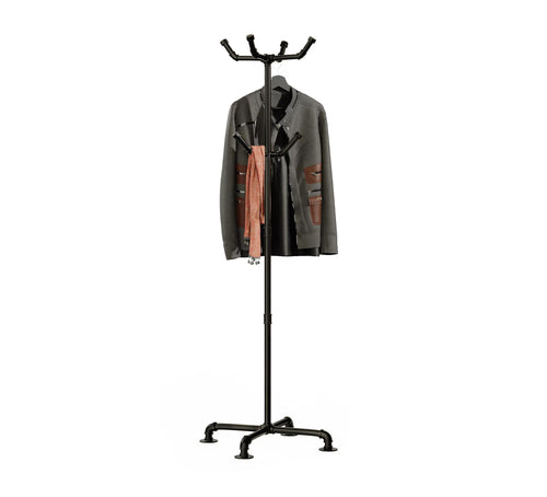 Industrial Metal Pipe Coat Rack with 6 Hooks