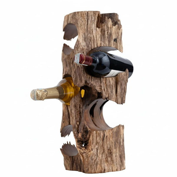 Rustic Solid Wood Countertop Wine Rack – Holds 5 Bottles