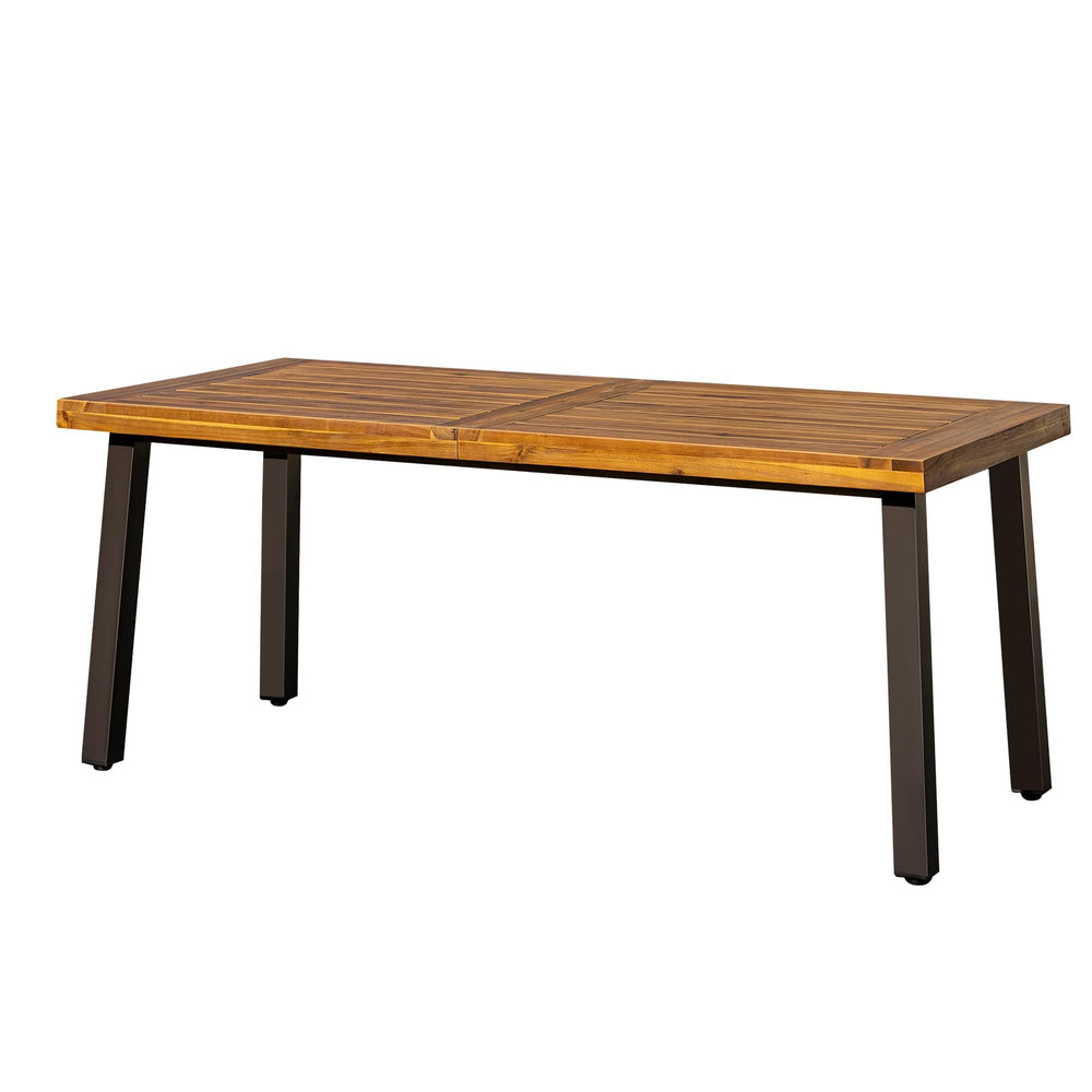 Solid Acacia Wood Dining Table for 6 with Metal Legs – 69 inch