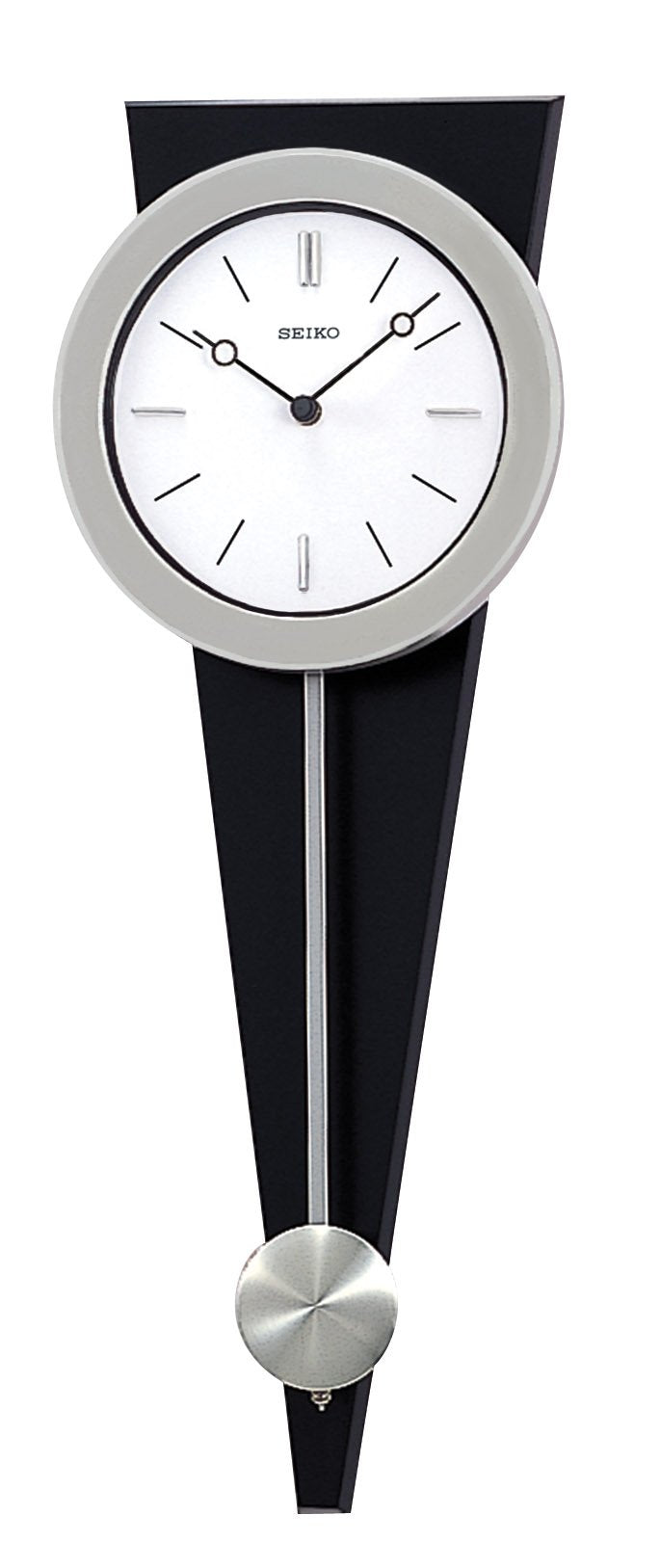 Modern Art Pendulum Wall Clock – Silver & Black Analog with Hourly Chime