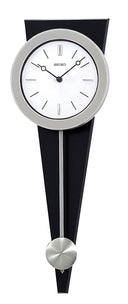 Modern Art Pendulum Wall Clock – Silver & Black Analog with Hourly Chime