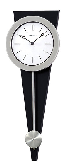 Modern Art Pendulum Wall Clock – Silver & Black Analog with Hourly Chime
