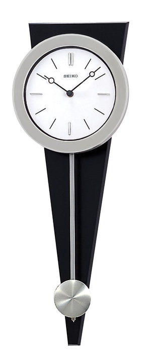 Modern Art Pendulum Wall Clock – Silver & Black Analog with Hourly Chime