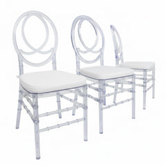Clear Stackable Dining Chairs Set of 3 – Fully Assembled Transparent Acrylic Seating