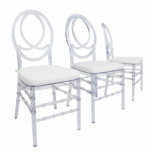 Clear Stackable Dining Chairs Set of 3 – Fully Assembled Transparent Acrylic Seating