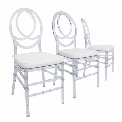 Clear Stackable Dining Chairs Set of 3 – Fully Assembled Transparent Acrylic Seating