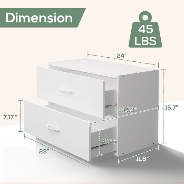 2-Drawer Wood Closet Organizer – White Stackable Dresser (6-Pack)
