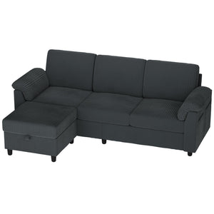 79" Convertible L-Shaped Sectional Sofa with Storage Ottoman