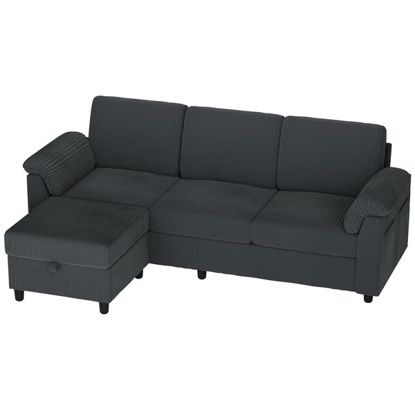 79" Convertible L-Shaped Sectional Sofa with Storage Ottoman
