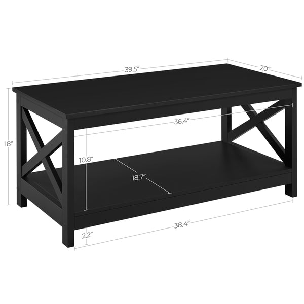 2-Tier Coffee Table with Storage Shelf