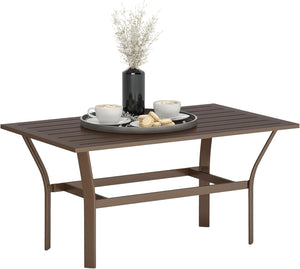 Outdoor Metal Patio Coffee Table with Slatted Top