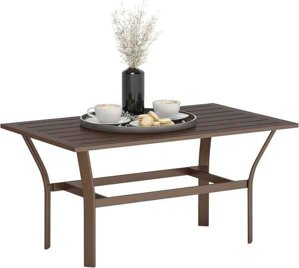 Outdoor Metal Patio Coffee Table with Slatted Top