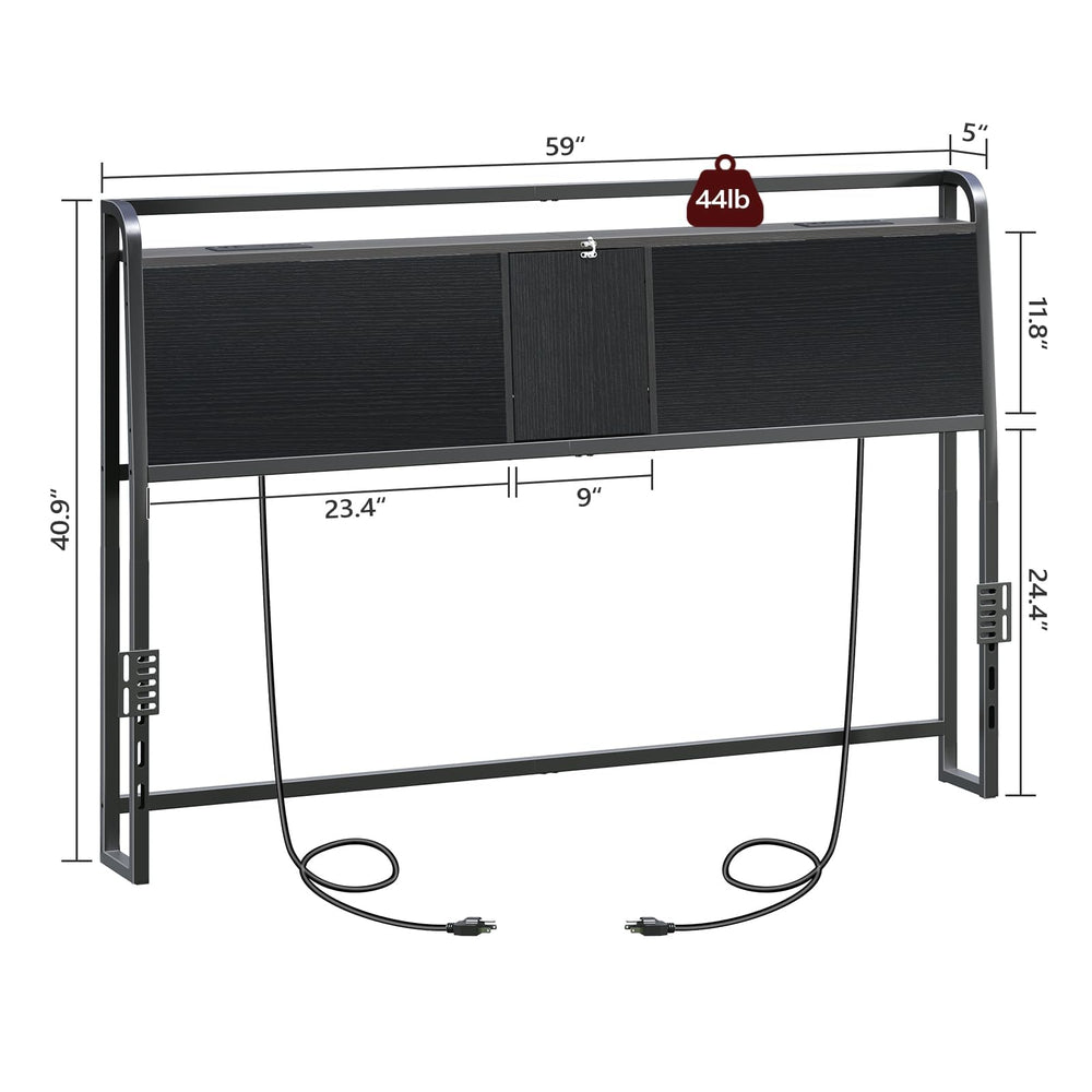 Queen/King Headboard with Storage & Power Strips