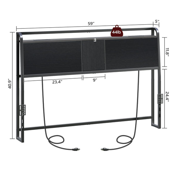 Queen/King Headboard with Storage & Power Strips