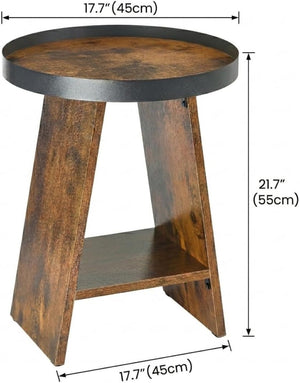 Round 2-Tier Side Table with Tray Top
