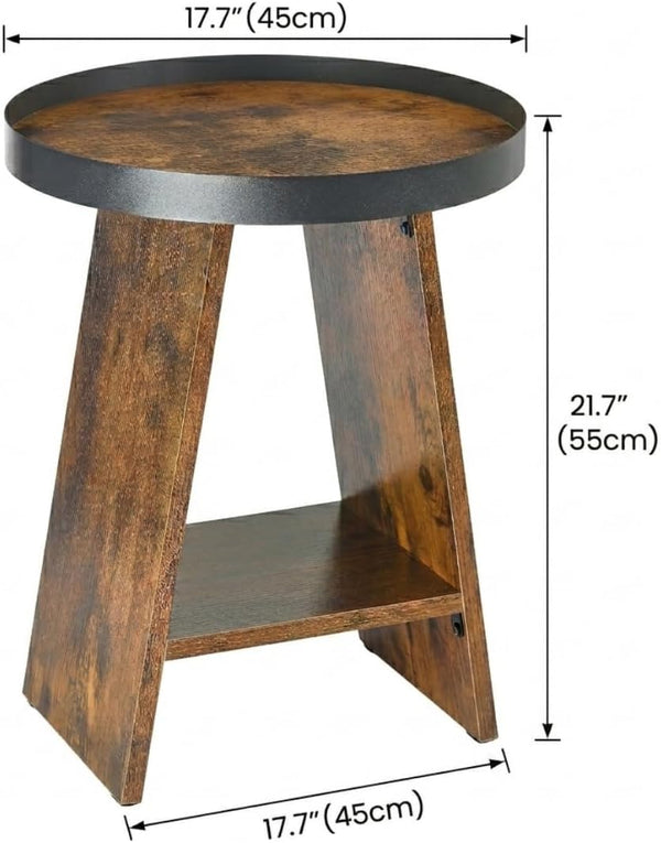 Round 2-Tier Side Table with Tray Top