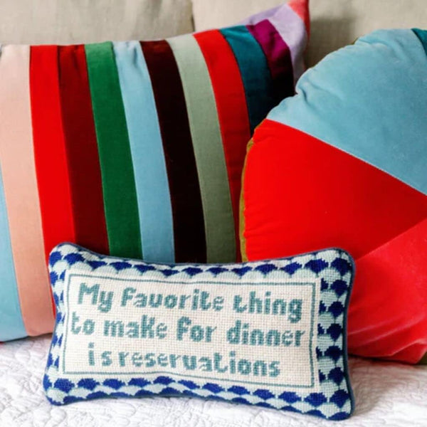 Needlepoint Decorative Throw Pillow – Blue, 8" x 14"