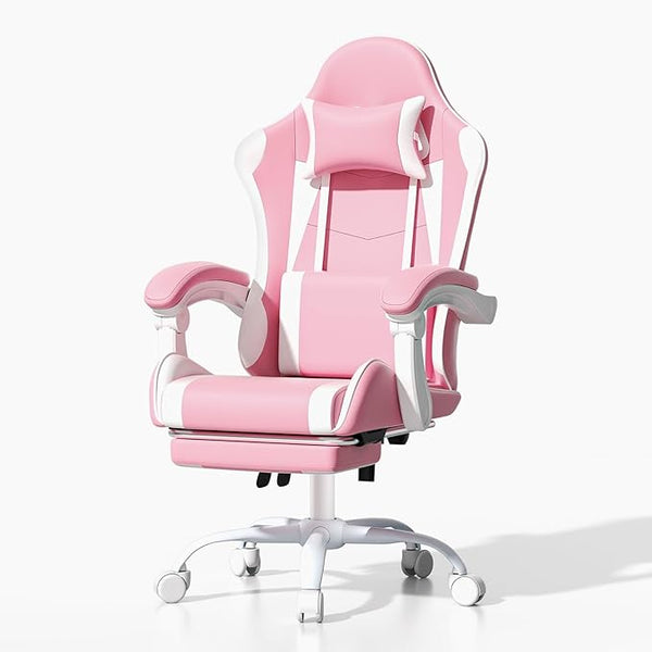 Ergonomic Gaming Chair with Footrest, Headrest & Lumbar Support