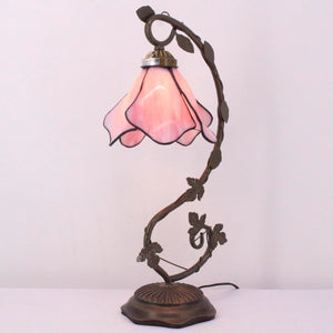 Tiffany Style Pink Stained Glass Table Lamp 21 Inch