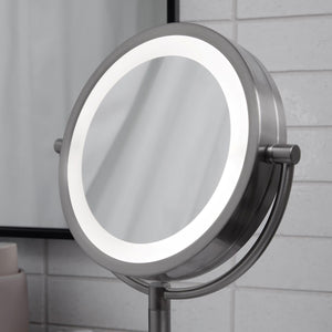 LED Lighted Tabletop Vanity Mirror with 10X/1X Magnification