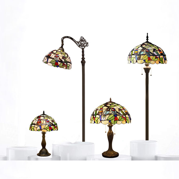 Tiffany Stained Glass Table Lamp – Double Birds