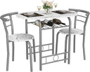 3-Piece Round Dining Table and Chair Set with Wine Rack