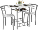 3-Piece Round Dining Table & Chair Set with Built-In Wine Rack