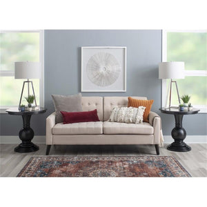 Round Pedestal Accent End Table in Jet Black