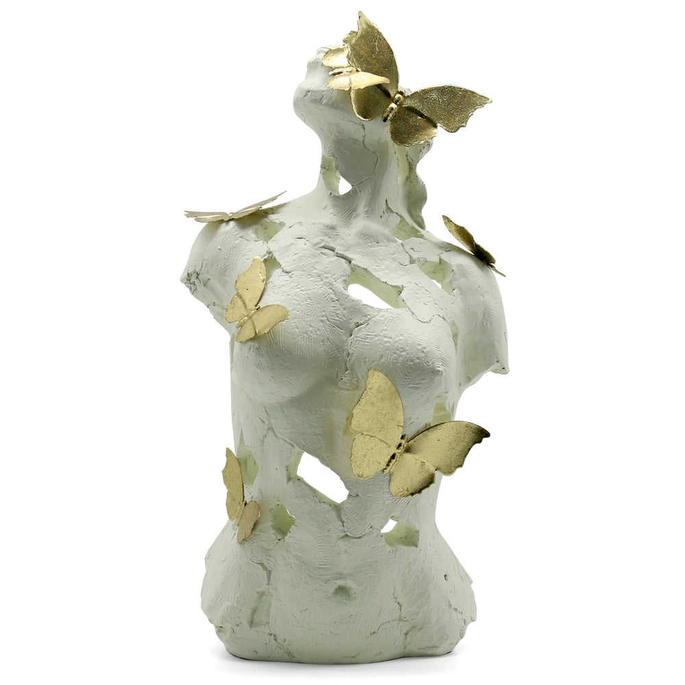 Abstract Female Bust Sculpture with Butterflies