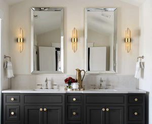 2-Light Modern Gold Wall Sconce with Clear Glass Crystal